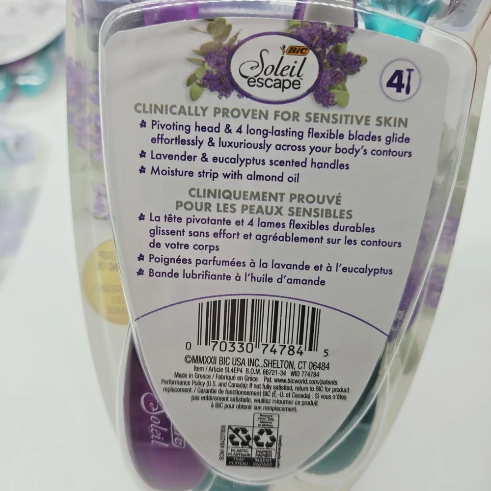 Lot 16ct Total Soleil Escape Womens Disposable Razors 4 Blades Lavender Scented